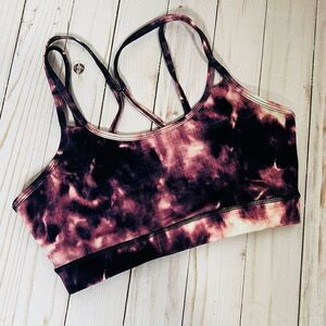 Gaiam Purple Pink White Tie Dye Sports Jog Bra